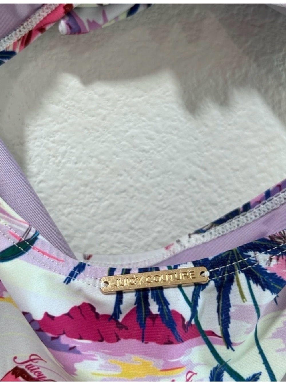 Juicy Couture Pink, Purple & Navy Tropical Logo One-Piece - Picture 9 of 16